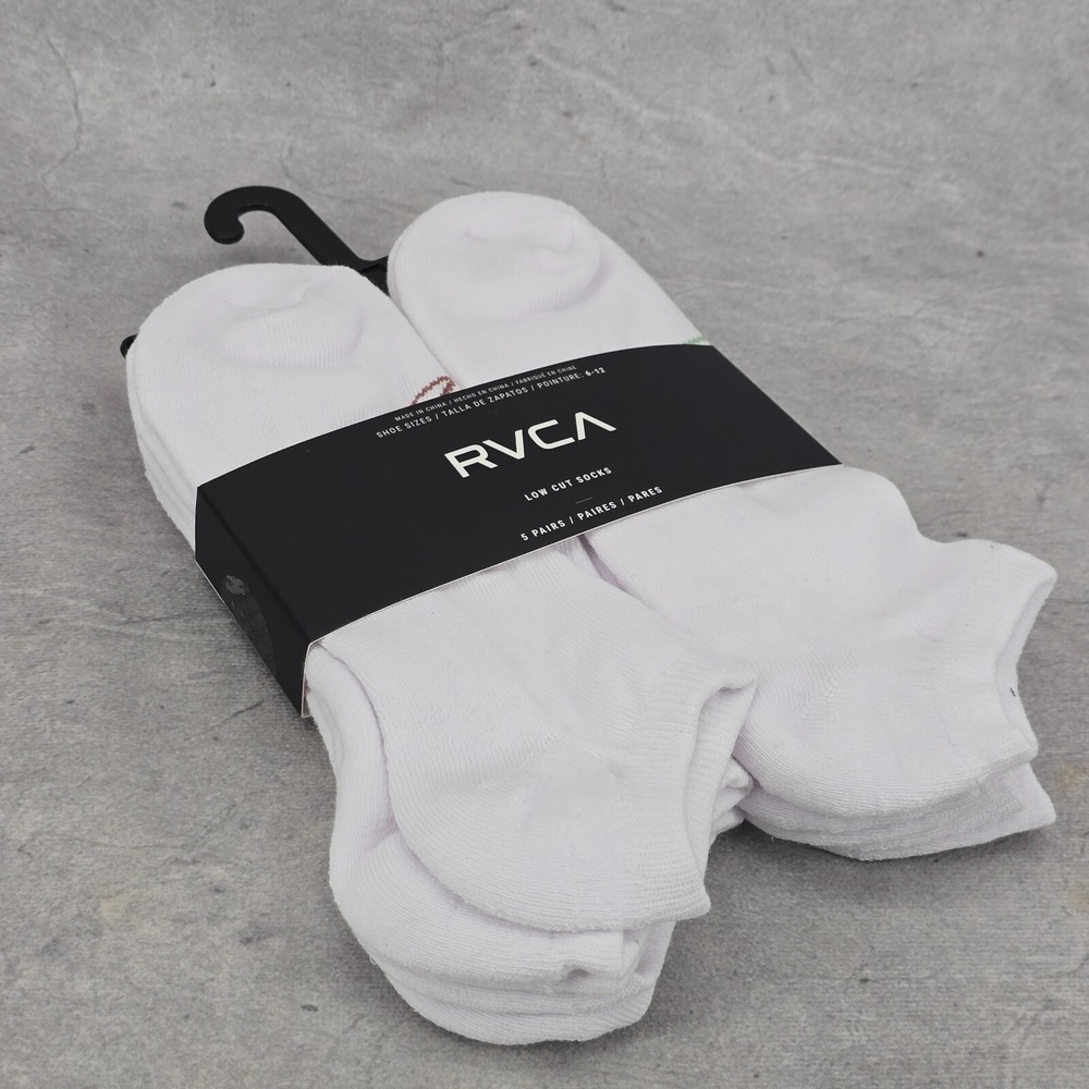 New RVCA 5 Pair Mens Low Cut Socks White Size 6-12 - Picture 6 of 6